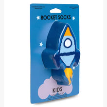 Load image into Gallery viewer, 3D Packaged Crew Socks - Rocket Ship in Space - Blue