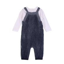 Load image into Gallery viewer, Blue Knit Overall Set