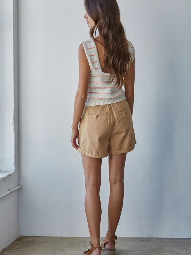 Striped Sweater Tank - Coral Stripe