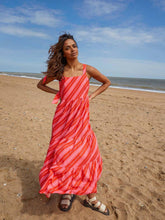 Load image into Gallery viewer, Nostalgic Stripe Strappy Midi Dress