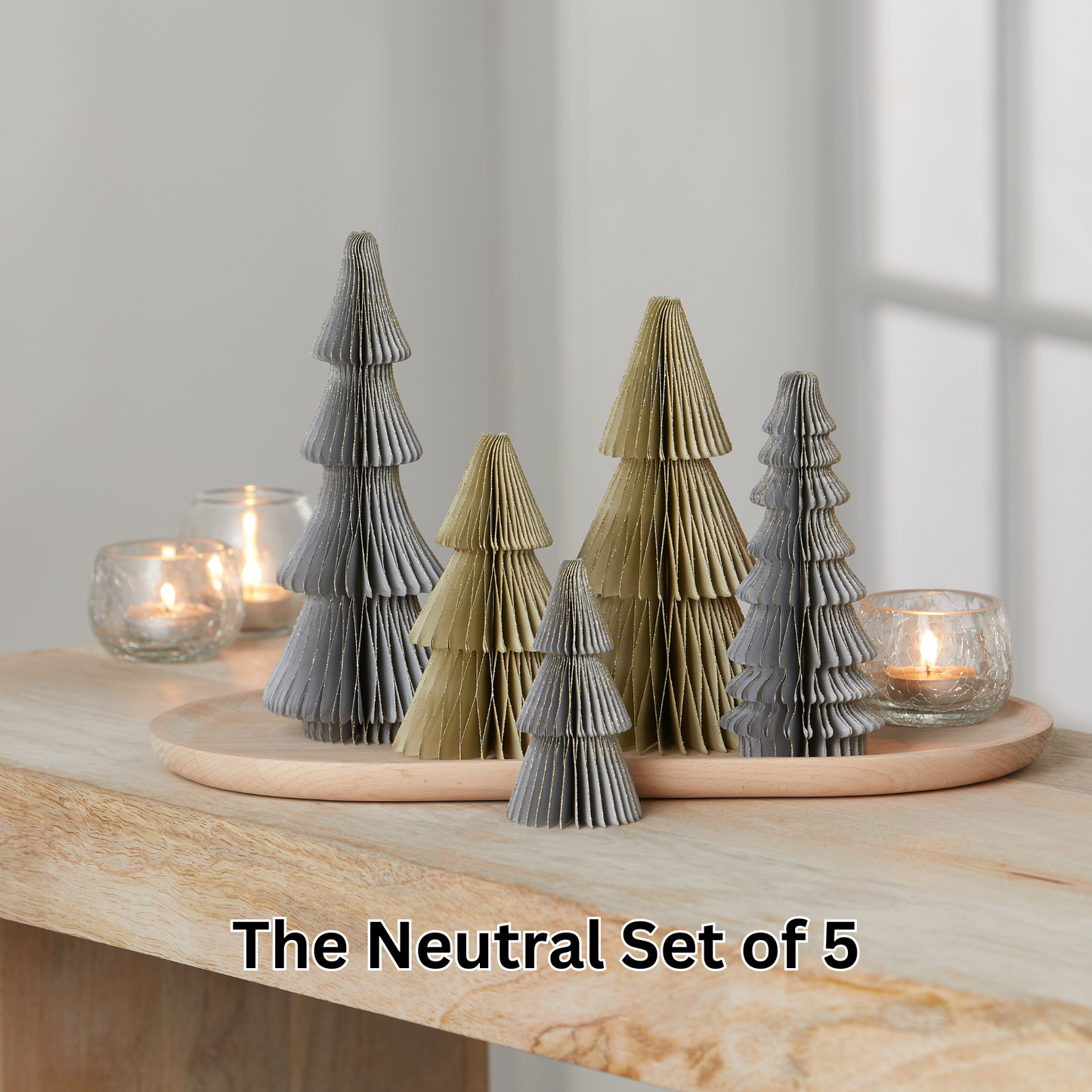 Honeycomb trees, vintage folding paper, Christmas, Winter