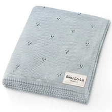Load image into Gallery viewer, 100% Organic Cotton Pointelle Swaddle Receiving Baby Blanket - Blue