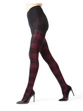 Load image into Gallery viewer, Memoi Glasgow Plaid Sweater Tights - Burgundy Heather