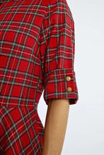 Load image into Gallery viewer, Red Plaid Shirt Dress