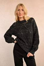 Load image into Gallery viewer, Openwork Pointelle Knit and Lurex Sweater - Black