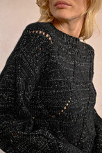 Load image into Gallery viewer, Openwork Pointelle Knit and Lurex Sweater - Black