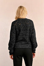Load image into Gallery viewer, Openwork Pointelle Knit and Lurex Sweater - Black