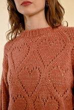 Load image into Gallery viewer, Openwork Pointelle Knit and Lurex Sweater - Terracotta