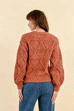 Load image into Gallery viewer, Openwork Pointelle Knit and Lurex Sweater - Terracotta