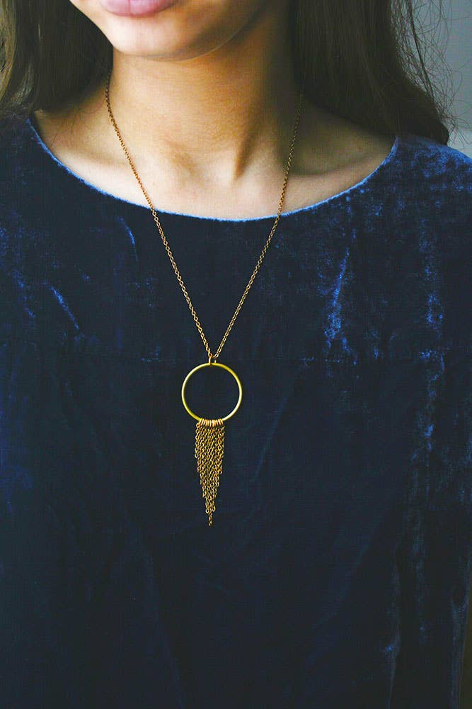 Brass Fringe Necklace - 19 inches