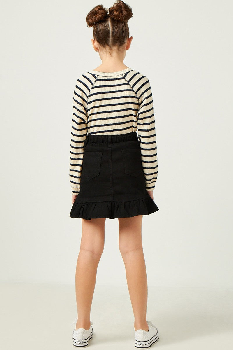 Ruffle Trimmed Twill Skirt