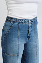 Load image into Gallery viewer, High Rise Wide Leg Braided Waistband Denim - Bolti
