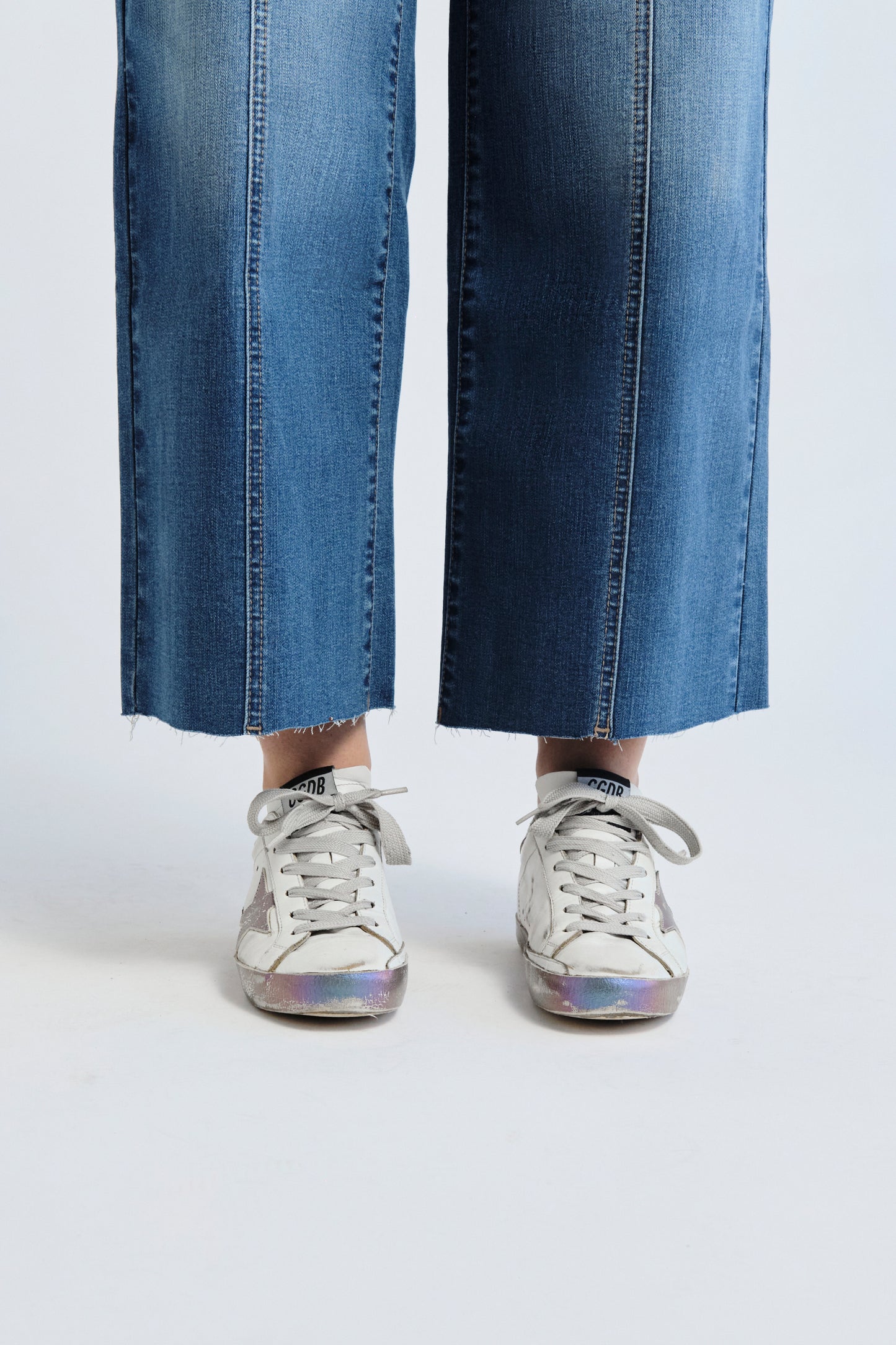 High Rise Wide Leg Braided Waistband Denim - Bolti