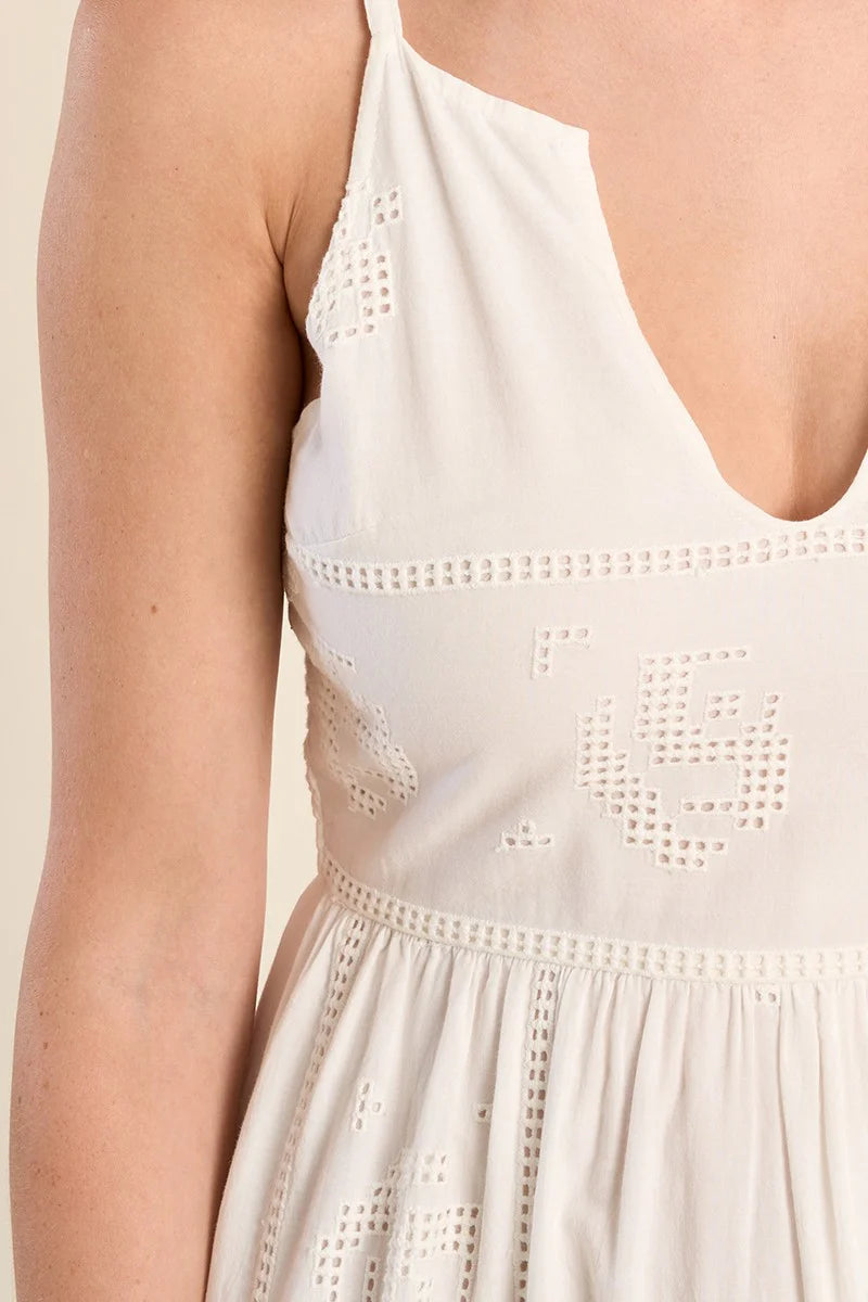 Openwork Embroidery Midi Cotton Dress