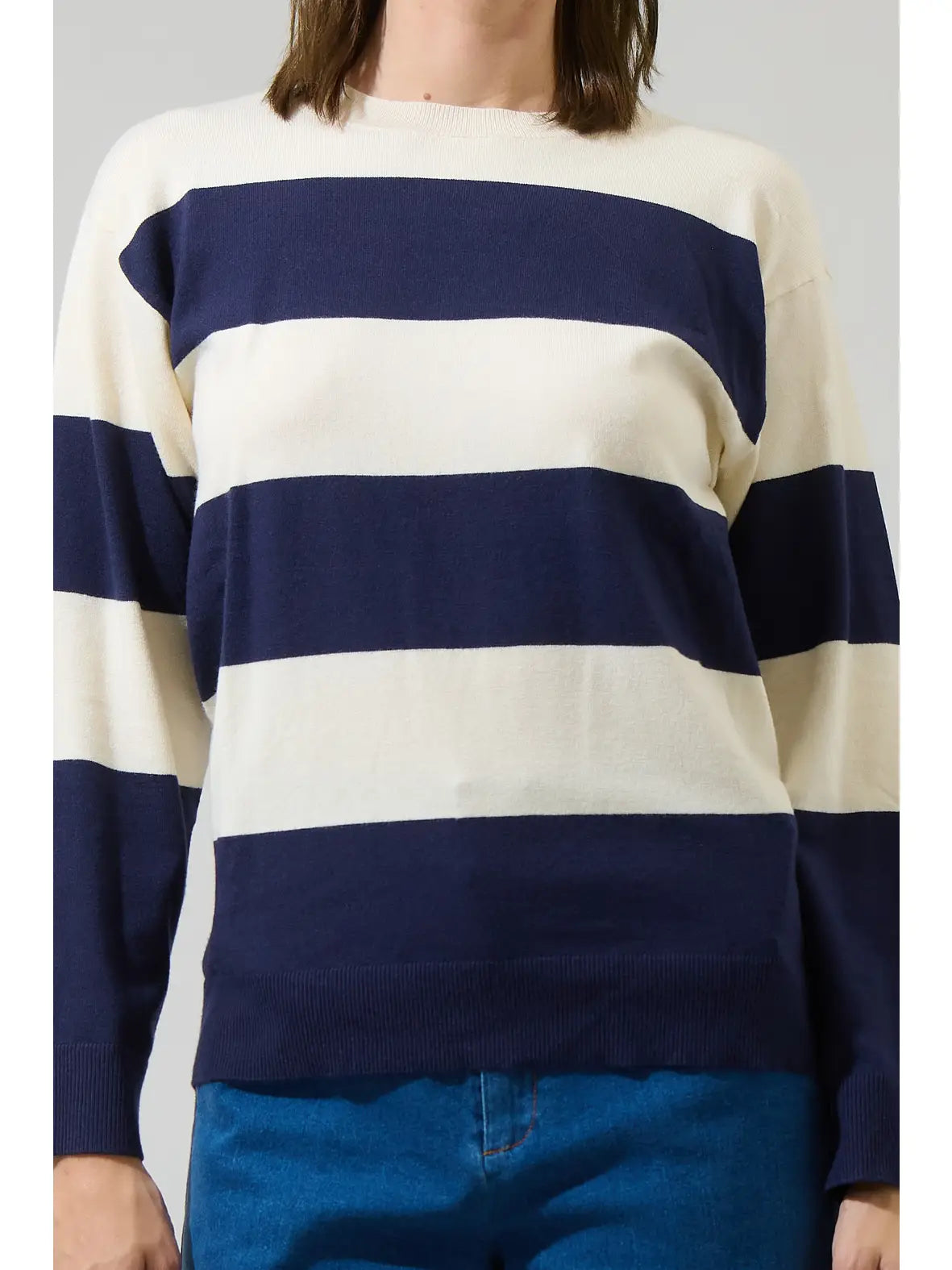 Hebrony Color Block Striped Sweater