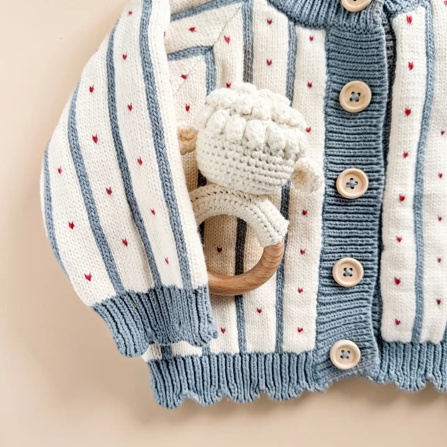 Baby Lamb Cotton Crochet Rattle/Teether