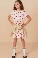 Load image into Gallery viewer, Girls Heart Print Textured Button Detail Dress
