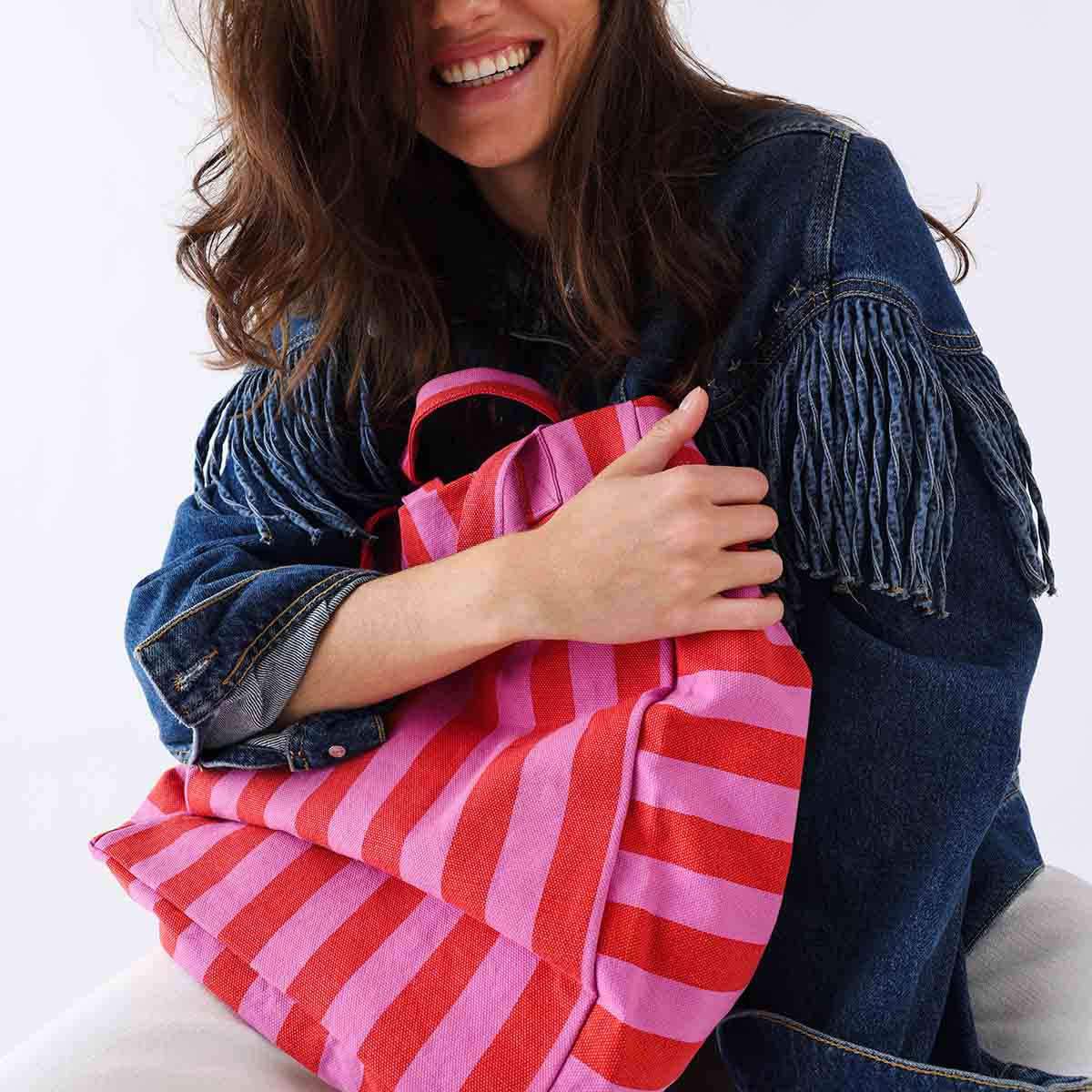 Elisabeth Tote Bag Stripes - Orchid/Tomato