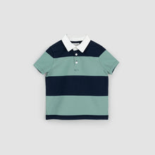 Load image into Gallery viewer, Navy and Seafoam Yarn-Dyed Stripe Rugby Top
