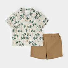Load image into Gallery viewer, Palm Trees Crosshatch Camp Shirt Set