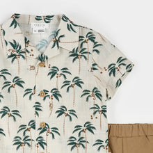 Load image into Gallery viewer, Palm Trees Crosshatch Camp Shirt Set