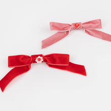 Load image into Gallery viewer, Velvet Bows With Charms Hair Clips (x 4)