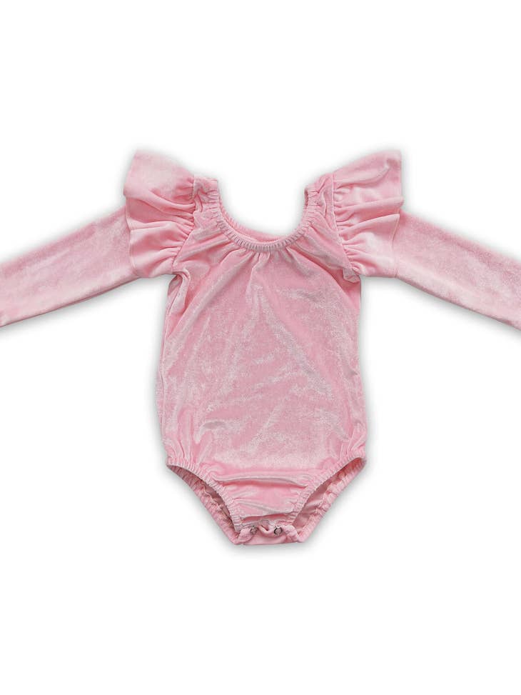 Pink Velvet Long Sleeve Leotard