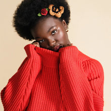 Load image into Gallery viewer, Butterfly Garden Crochet Hair Clips - Red