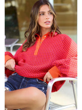 Load image into Gallery viewer, Two Tone Textured Snap Button Front Top