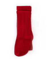 Load image into Gallery viewer, Cable Knit Tights - Cherry