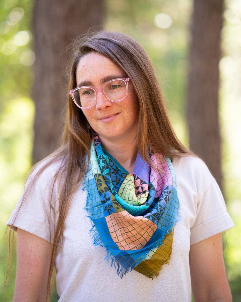 Spring in the Mountains Patchwork - Pure Silk Bandana Scarf