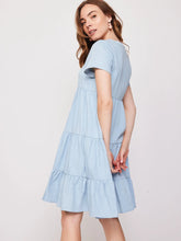 Load image into Gallery viewer, Short Denim Wave Dress