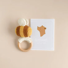 Load image into Gallery viewer, Teether Bee Cotton Crochet Rattle
