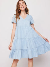 Load image into Gallery viewer, Short Denim Wave Dress