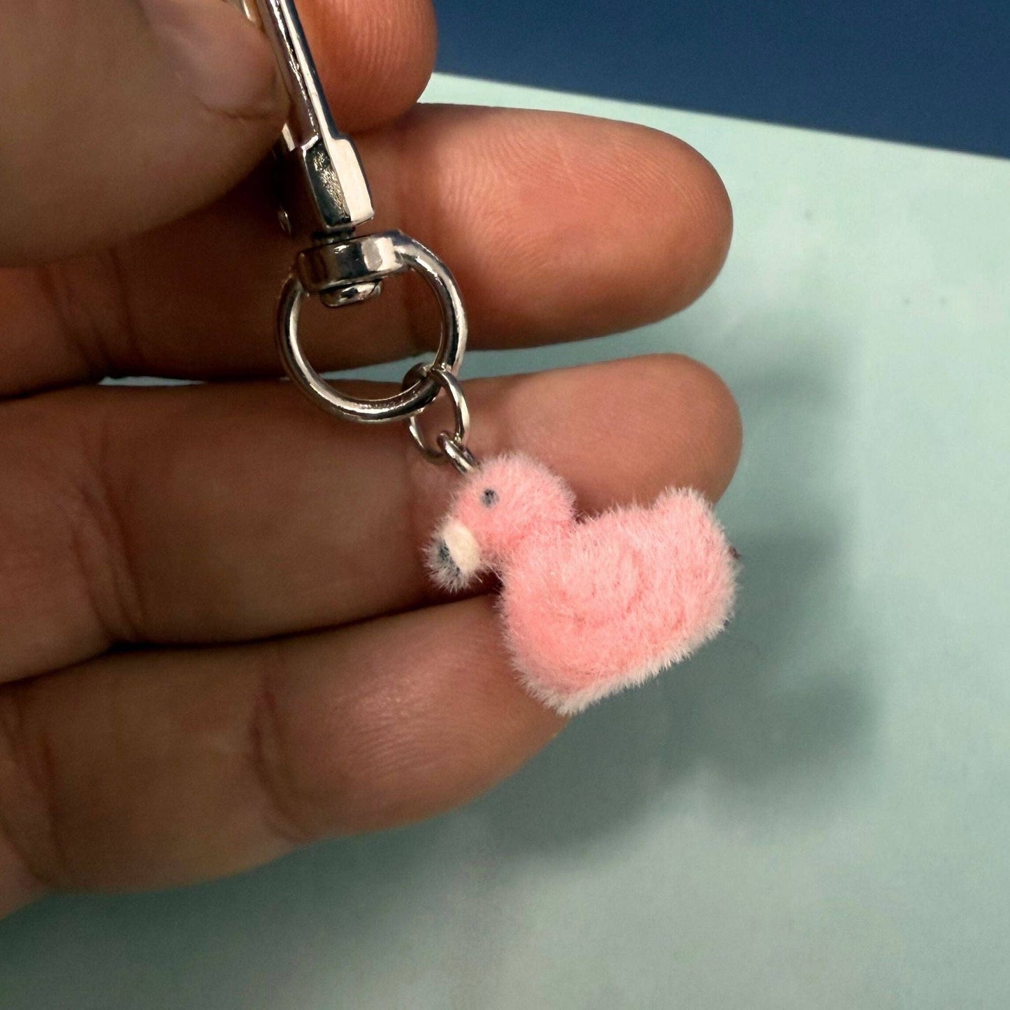 Fuzzy Flamingo Keychain/Bag Charm