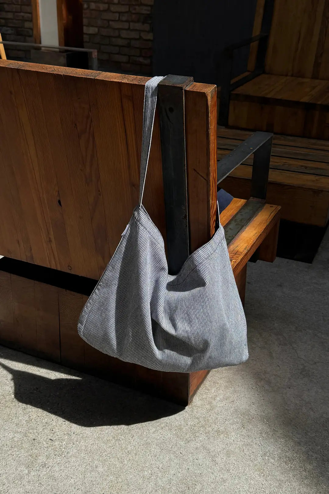 Happy Carry Canvas Tote Bag โ Blue Stripe