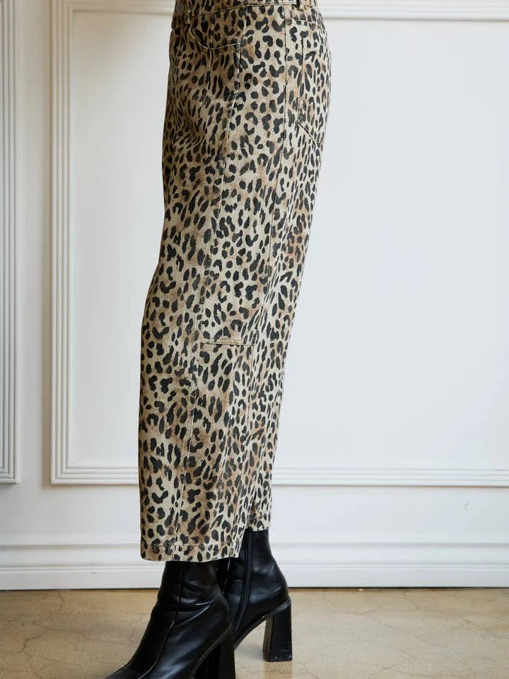 Leopard Print Barrel Jeans
