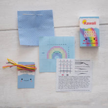 Load image into Gallery viewer, Kawaii Rainbow Arc Mini Cross Stitch Kit in A Matchbox