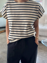 Load image into Gallery viewer, Manon Tee - Blue Stripe on Cream