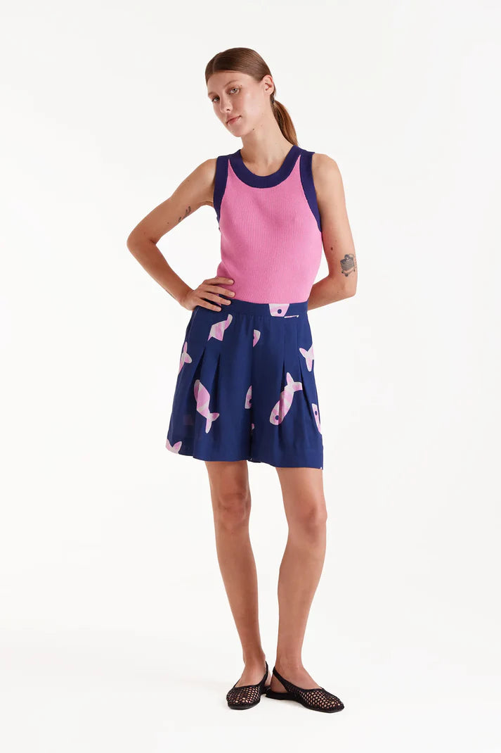 Two Tone Strap Top - Pink