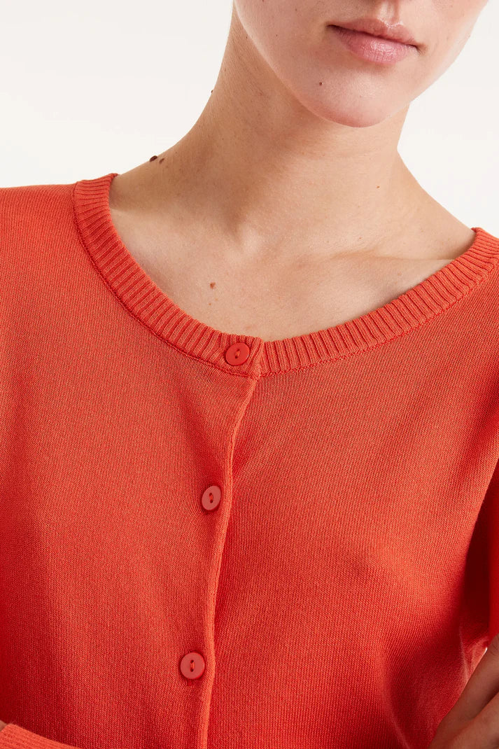 Fine Knit Cardigan - Orange