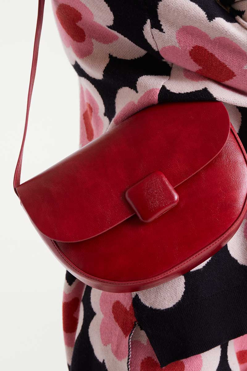 Essential Shoulder Bag - Red Vegan Leather Crossbody