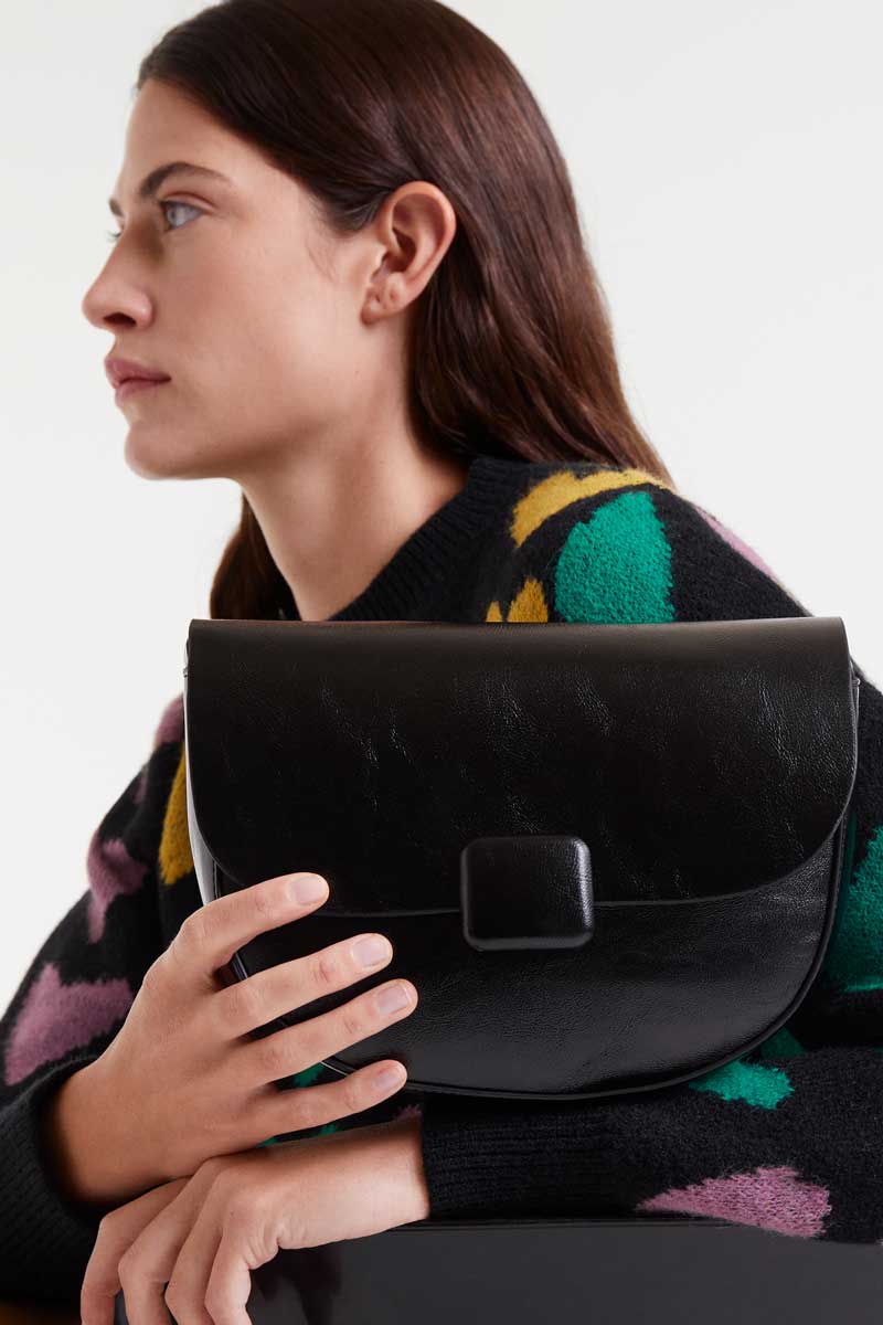 Essential Shoulder Bag - Black Vegan Leather Crossbody