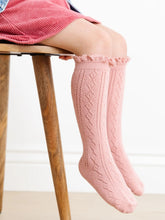 Load image into Gallery viewer, Fancy Lace Top Knee High Socks - Blush