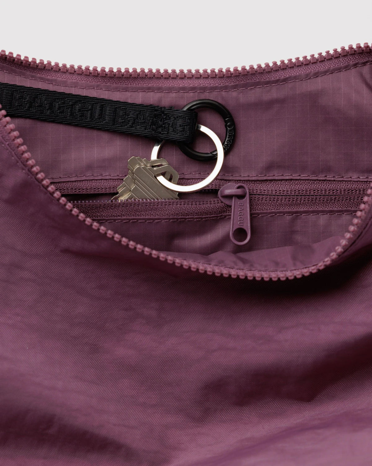 Medium Nylon Baggu Crescent Bag - Wild Plum