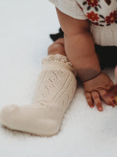 Load image into Gallery viewer, Fancy Lace Top Knee High Socks - Vanilla