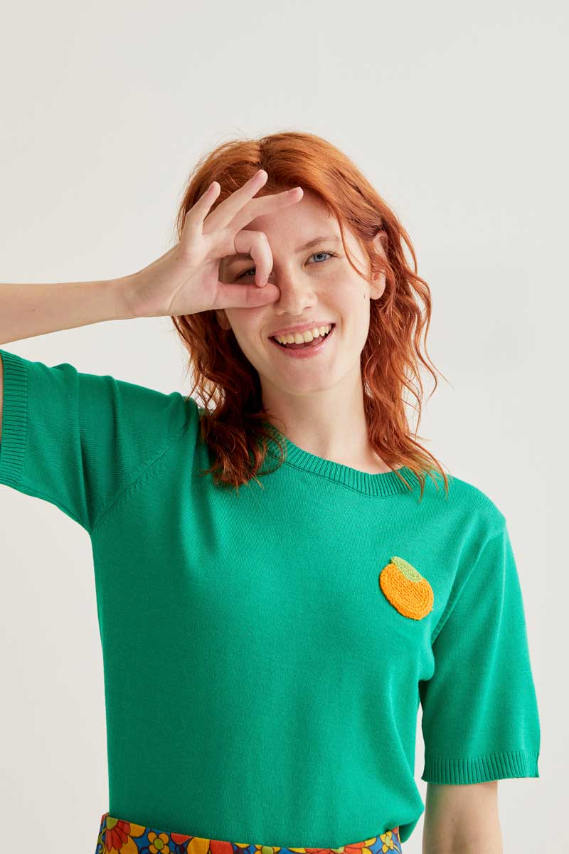 S/S Mandarin Sweater - Green