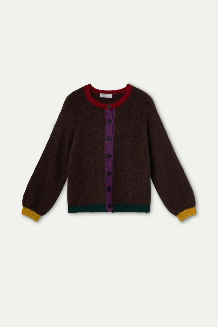 Brown Cardigan w/Multi Color Details