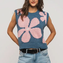 Load image into Gallery viewer, Floral Sweater Vest - Blue