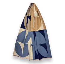 Load image into Gallery viewer, Retro Print Cashmere Blend Scarf - blue/tan